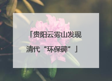 贵阳云雾山发现清代“环保碑”